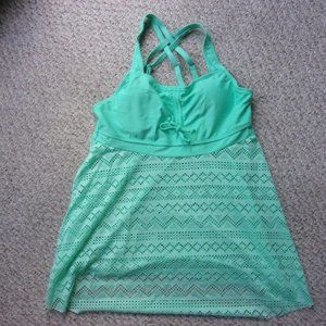 Solid crochet lace cutout sleeveless push-up tops and bikini bottom